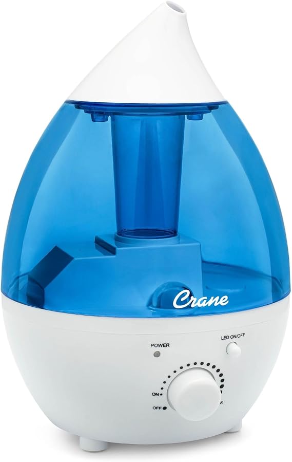 Crane Personal 1.3 Liter Ultrasonic Cool Mist Humidifier for Kids Bedroom, Small Humidifiers For Bedroom, Adjustable Mist, Filter-Free, Auto Shut-Off, Small Humidifier For Plant