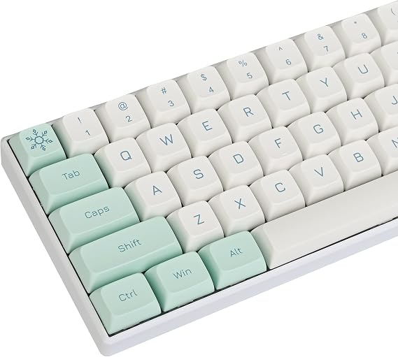 XDA PBT Anahtar Kapağı, 133 Tuşlu Boya Süblimasyon Buzulu Beyaz Custome Anahtar Kapağı Seti Kiraz/Gatron MX anahtarları için Yüzde 60/68/61 Oyun Mekanik Klavye (Glacier Beyaz)