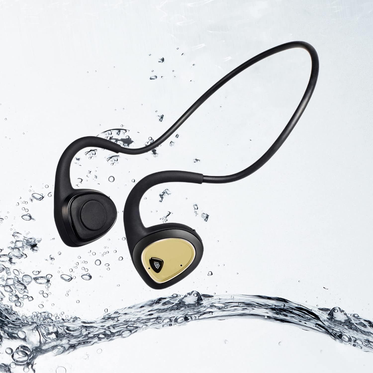 R10 Wireless Bone Conduction Headphones Bluetooth 5.0 Open-Ear Sportive Headset for Running, Cycling Golden