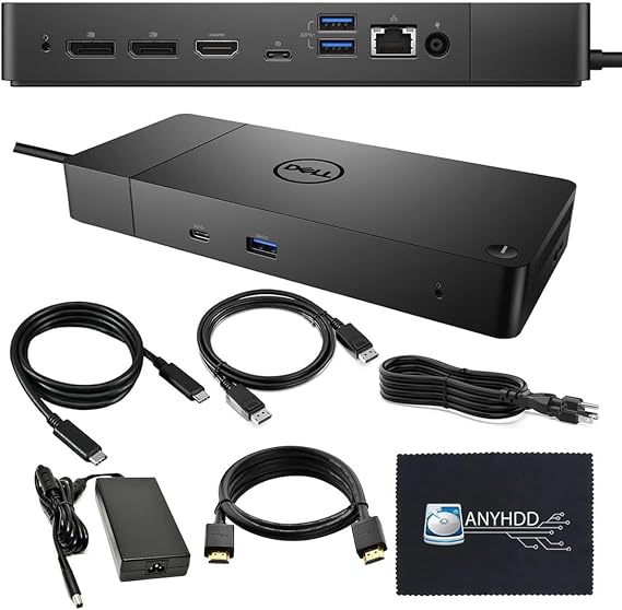 WD19 Dell Docking Station Dual Monitor - Dell USB C Dock with 180W Adapter, HDMI, DisplayPort, USB-C Cables & Cloth - Laptop Docking Station (WD19 180W)