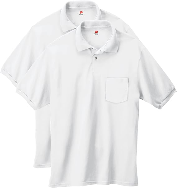 Hanes Men's Short Sleeve Jersey Pocket Polo (Pack of 2)