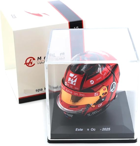 HTLNUZD 2025 1/5 F1 Mini Helmet for HaasTeam Ocon Helmet Resin Miniature Model Ornament Adult Customized Gift