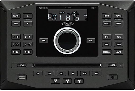 Jensen JWM62A AM FM DVD CD USB AUX App Ready Bluetooth Wallmount Stereo with App Control
