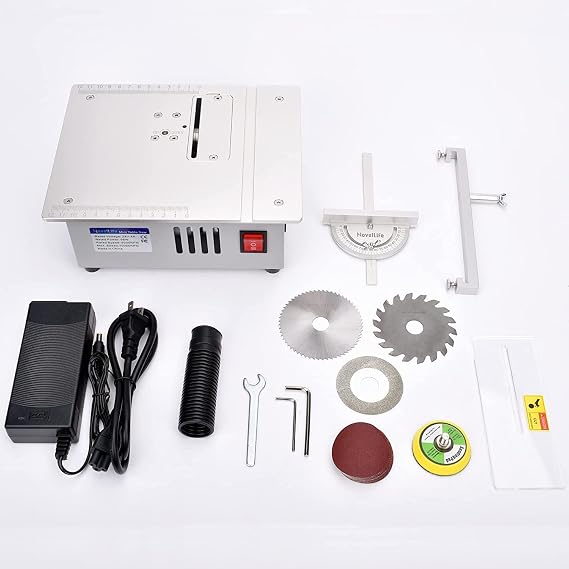 Mini Table Saw, Upgrade Multifunctional Table Saw Micro Precision Desktop DIY Woodworking Chainsaw for Handmade Wooden Model Crafts, Metal, Plastic Cutting (WHITE)
