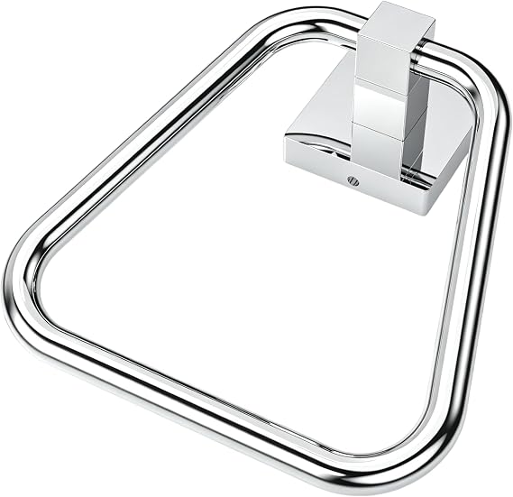 Towel Ring, Stainless Steel Hand Towel Holder Wall Mounted, Chrome | Sqauer Base, Rustproof Towel Holder for Bathroom, Kitchen