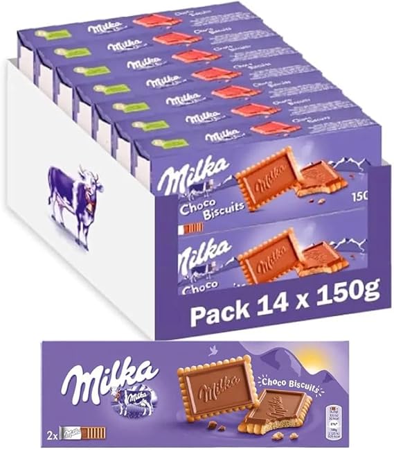 Milka Choco Biscuits Bar 150g – Choose Your Preferred Pack Quantity