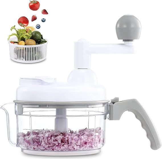 Geedel Large Food Chopper Vegetable Chopper, Manual Food Processor, 3 Cups | 3-in-1: Chop, Blend & Whisk, No BPA, Effortless Handle, Sharp Blade for Vegetable, Fruit, Meat, Nut, Ice, Salad, Salsa, etc