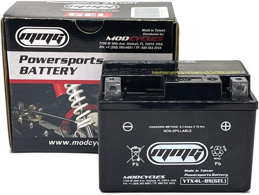 MMG YTX4L-BS Gel Cell High Performance sealed Battery, ATV TaoTao Cheetah TForce ATA 110cc and ATA 125cc Series