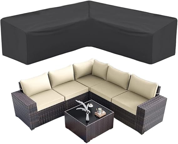 Amber Outdoor Patio Cover, Waterproof Garden Lawn Furniture Cover, L-Shaped-Left Facing-83 x104