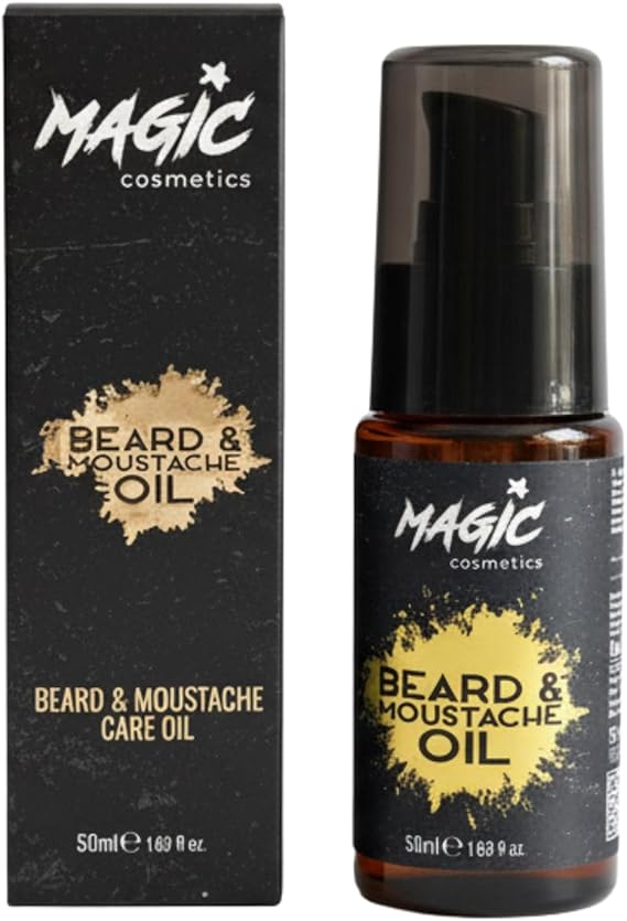 Magic Cosmetics Beard and Mustache Care Oil 50 ml – Nourishing & Shine-Giving Formula – Strengthening and Moisturizing Serum – Softens and Provides Healthy Appearance – Beard Oil All Beard Types