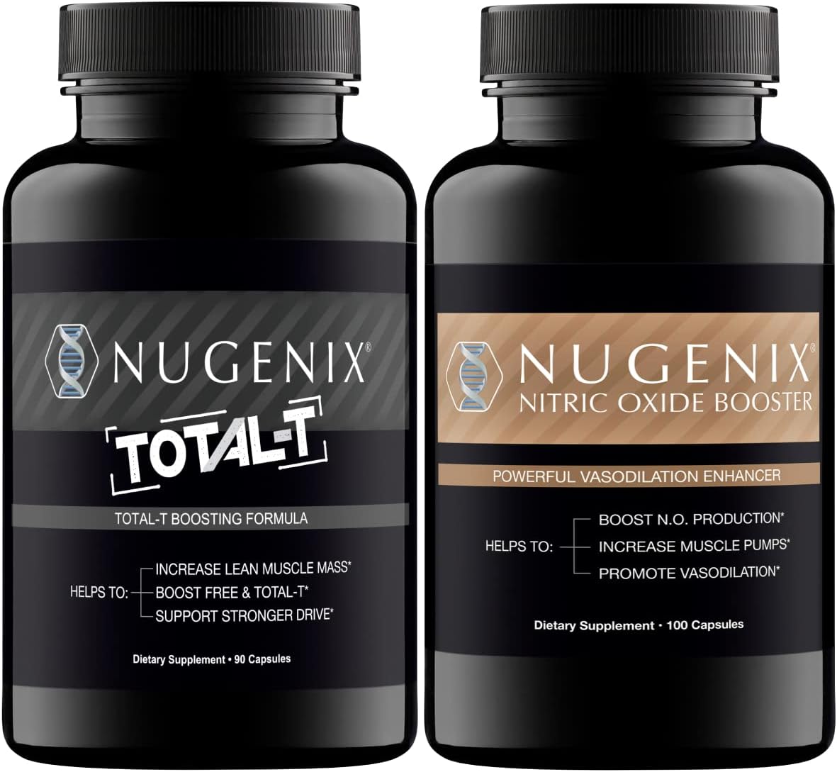Nugenix Total-T Free and Total Testosterone Booster for Men Nitric Oxide Booster Supplements Bundle