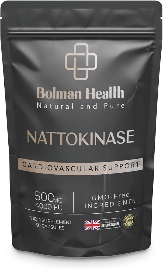 Nattokinase 500mg | 4000 FU per Capsule | 60 Capsules | Nattokinase Enzyme Supplement (from Soy) | Supports Circulation & Cardiovascular Function | Vegan HPMC Capsules | Non-GMO
