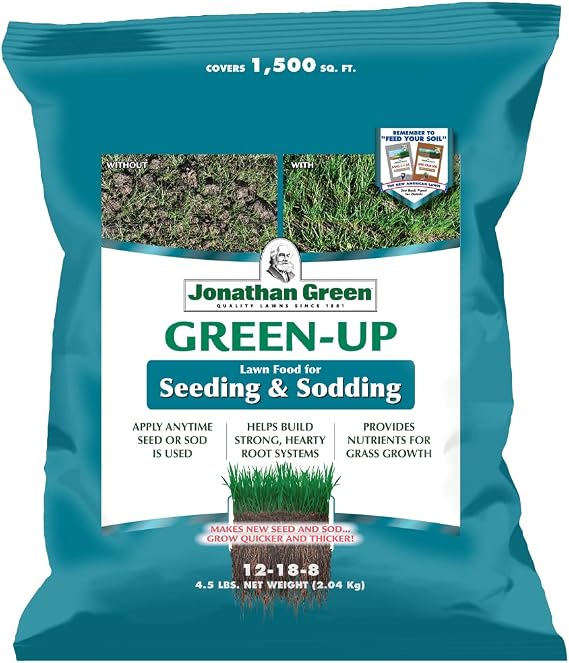 Jonathan Green (11540) Green-Up Lawn Food for Seeding & Sodding - 12-18-8 Grass Fertilizer (1,500 Sq. Ft.)