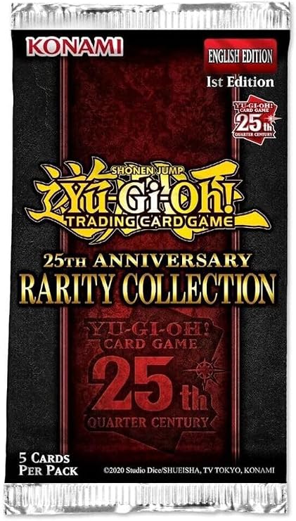 1x Yugioh! 25. yıl dönümü nadir koleksiyonu 1-1x Booster - 5 rastgele kart ile - İNGİLİZCE + Heartforcards kargo koruması