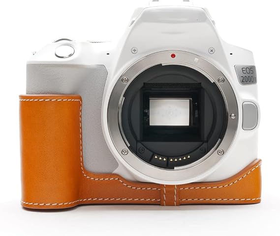 TP Original Canon EOS 200D II Exclusive Open Type Genuine Leather Body Case, Sandy Brown Bottom Closure