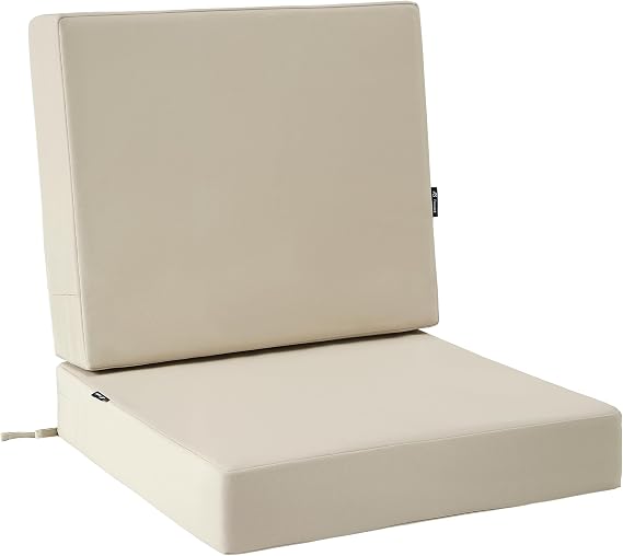 Favoyard Deep Seat Patio Cushion Set 19 x 19 Inch Waterproof Outdoor Chair Cushions for Patio Furniture with Fade Resistant and Removable Cover with Handle & Adjustable Straps for Patio, Yard, Garden