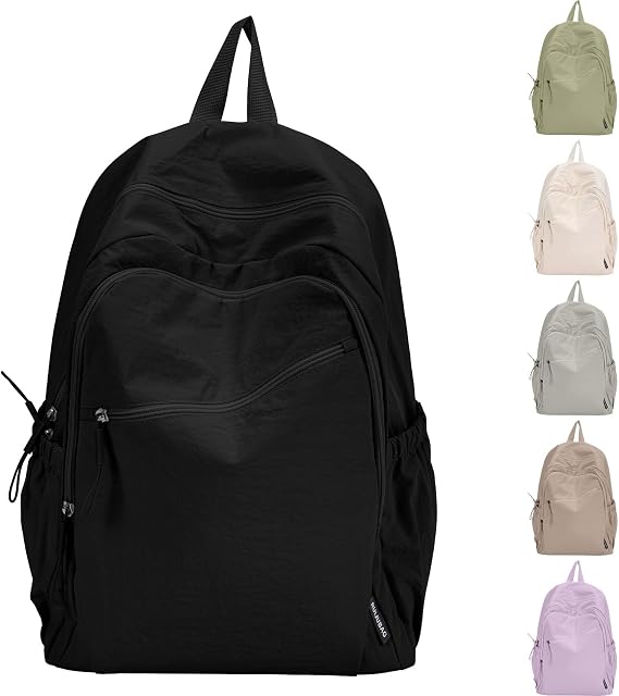 School Backpack Causal Travel School Bags Lightweight Rucksack Bag Water Resistant Students Bookbag for Women Teenage Girls Boys College Work Daypack (Black)