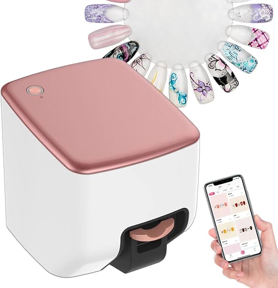 Portable Nail Art Printer Machine, 1200 DPI for Custom Designs, Control via App with Gallery, Fast 10-Second Printing & Drying, Perfect for Nail Technicians