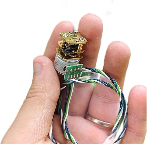 Building Power Small Geared Stepper Motor, All Metal Gear Reducer DC Motor, 2-Phase 4-Wire Science Equipment Stepper Motor Engineering Repair