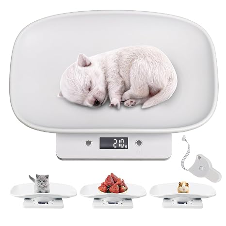 Puppy Scale for Newborn Puppies & Kittens, 33 lb Digital Pet Scale with 1g Resolution and Tape Measure for Rabbits, Cats, Small Animals & Whelping