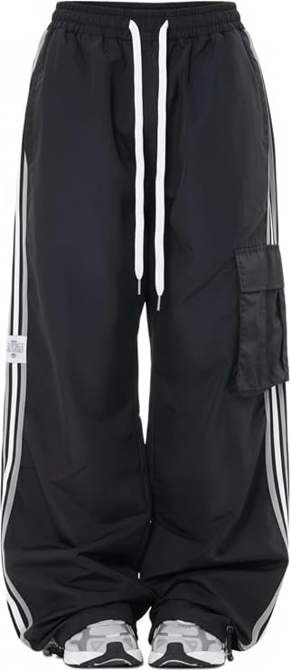 Cargo Parachute Pants Baggy Sweatpants for Women Drawstring Hip Hop Wide Leg Trousers Casual Joggers Y2k Streetwear