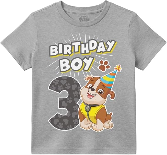 Marshall Rubble Rocky Paw Patrol 3rd Birthday Shirt for Boys - Toddler Bday T-Shirt Gift - Kids Party Outfit for 3 Year Old