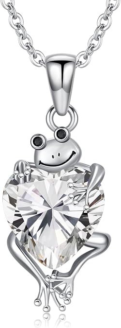 LONAGO Frog Necklace Birthstone Frog Pendant Necklace Present for Women Friends