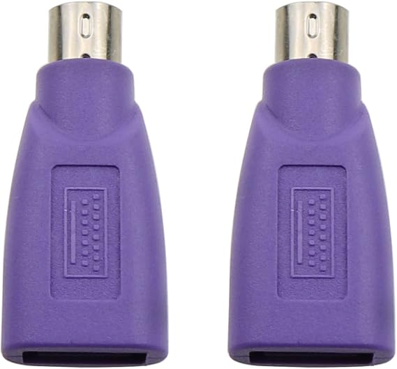 USB to PS2 Adapter 2PCS Purple USB Female to PS/2 Male Converter Ch adapter for Mouse Keyboard and Bar Code Scanner