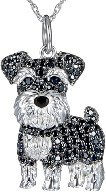 Crystal Schnauzer Dog Pendant Necklace for Women Cute Cartoon Dog Necklace Animal Lover Jewelry