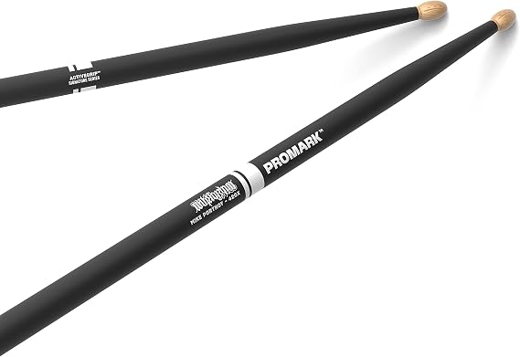 ProMark Drum Sticks - Mike Portnoy Drumsticks - ActiveGrip For Secure, Comfortable Grip - Gets Tackier As Your Hands Sweat - Active Grip Finish, Oval Wood Tip, Hickory Wood - 1 Pair
