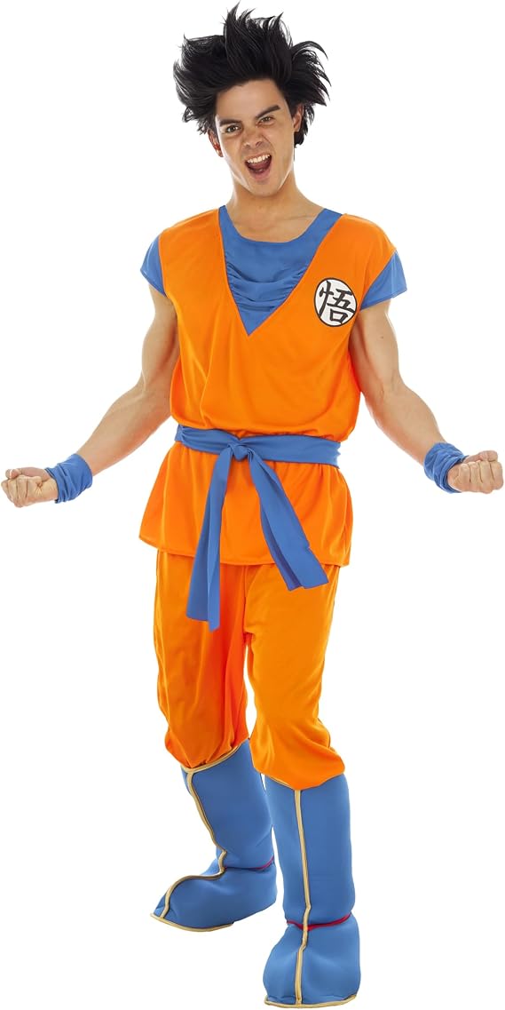 Chaks Goku Saiyan 7-piece (Dragon Ball Z) (Large) | Official Dragon Ball Costume, 7 Piece Set with T-Shirt, Pants, Belt and Accessories, Carnival, Comic Con