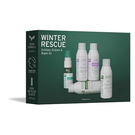 Biolage Winter Rescue Kit - Hydra Source and Strength Cure Mini Shampoo, Conditioner and Scalp Sync Concentrate, Hydrates and Repairs Damage, For Healthy Scalp And Strong Hair