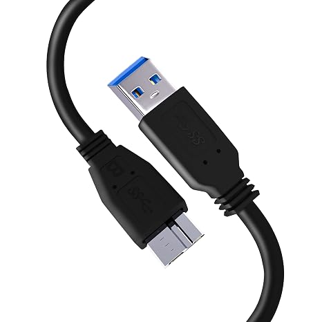 TechMax Usb 3.0 A To Micro B External Hard Drive Cable for Portable Hard Drive for Western Digital WD/Seagate/Elements/Toshiba/My Passport/Samsung Galaxy S5 M3 1TB/Hitachi/Xbox/Ps4 - Black (1m)