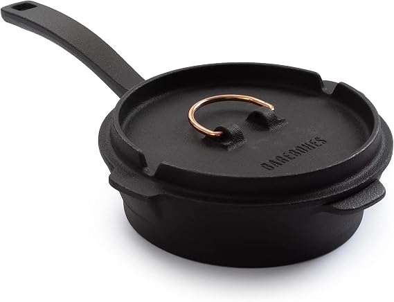 Barebones 6-Inch All-In-One Cast Iron Skillet Set- Skillet with Cast Iron Dutch Oven Style Lid - Camping Cookware Set