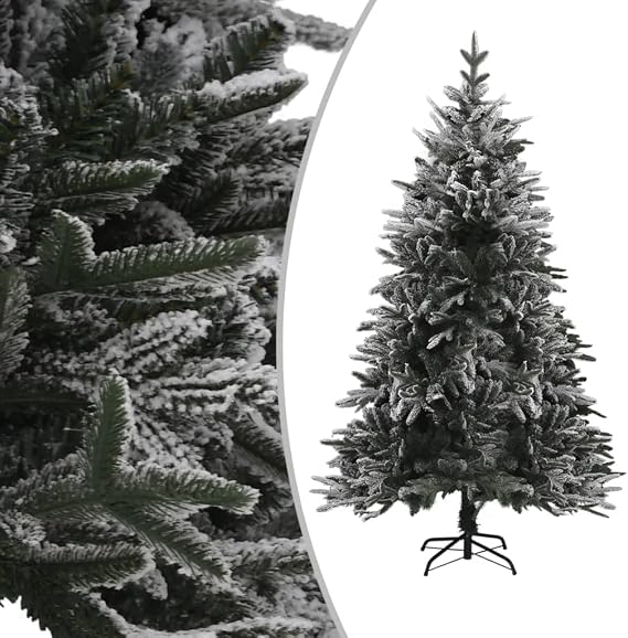Artificial Pre-lit Christmas Tree with Flocked Snow 82.7" PVC&PE Christmas Mini Tree Christmas Tree Small Christmas Tree Arbol De Navidad Con Luces for Porch Room Office Living Room