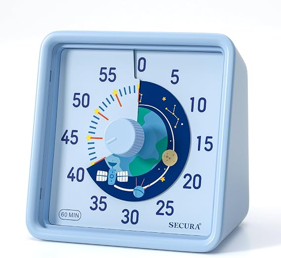 Secura 60-Minute Visual Timer for Kids, Classroom Timer for Office Kitchen
