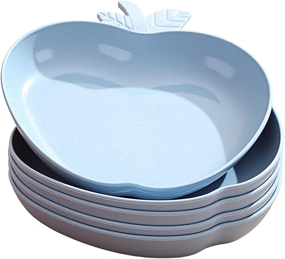 5 Pack Small Appetizer Plates, 6 Inch Wheat Straw Dessert Salad Plates, Pinch Bowls for Cooking Prep, Plastic Dipping Soy Sauce Dish, Dip Bowls for Party Condiments Side Dish Serving (Blue)