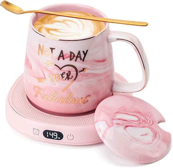 Coffee Mug Warmer & Not A Day Mug Set, Coffee Cup Warmer for Desk