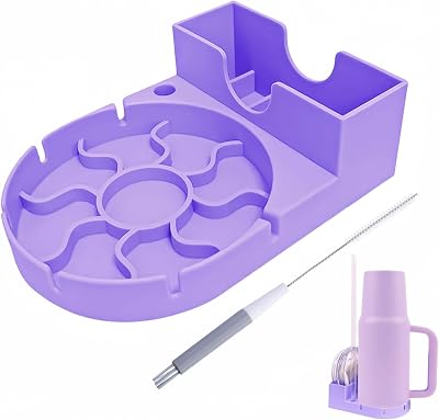 MOTEERLLU Silicone Drying Rack for Stanley Cup 3040oz, Bottle Drying Rack Space Saving,Drain Rack for Lid and Straw, Stanley Cup Accessories Purple