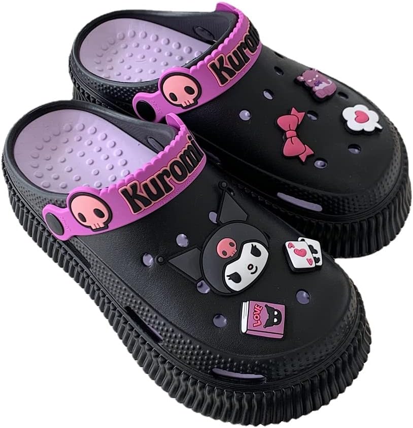 Kawaii Shoes Kuromi Slippers for Women Cute Garden Clogs Cartoon Indoor Slipper Outdoor Cloud Slides Girls Sandals