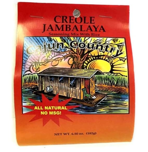 Cajun Country Creole Jambalaya Seasoning Mix With Rice, 6.5 Ounce Bag (No MSG, All Natural Ingredients - Makes 4 Servings)