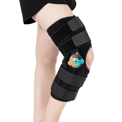 Hinged ROM Knee Braces Adjustable Knee Immobilizer Support for Knee Pain ACL MCL PCL Arthritis Meniscus Tear Post OP Recovery for Men and Women Side Stabilizers Torn Meniscus Orthopedic Orthosis (S)