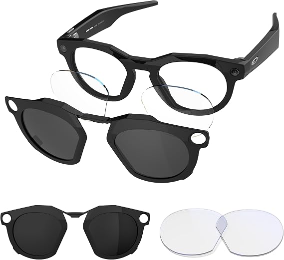 Transparent Replacement Lenses & Black Polarized Clip for Oakley Meta HSTN