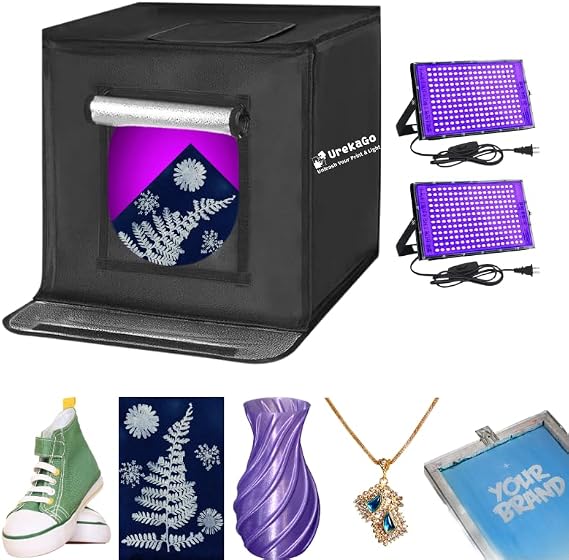 Foldable Exposure Unit | Screen Printing, Cyanotype, 3D Printing Resin Crafts, Shoe Yellowing Removal, UV Glue Curing, 16x16x16 in (600W Portable Exposure Unit)