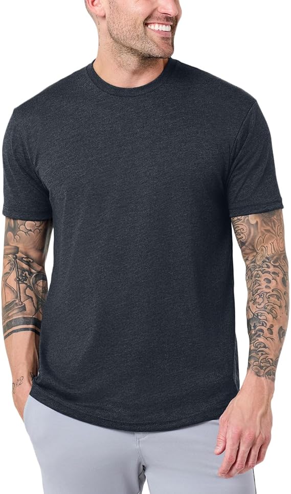 Mens Curved Hem T Shirts Drop Cut Modern Fit Soft Cotton Casual S-4XL
