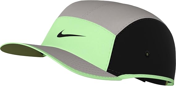 Nike Dri-fit Fly Unstrukturierte Swoosh-Cap, Lt Iron Ore/Vapor Green/Black/Black, M-L