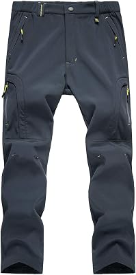 Mens Warm Ski Hiking Pants Softshell Fleece Lined Winter Outdoor Windproof Waterproof Trousers