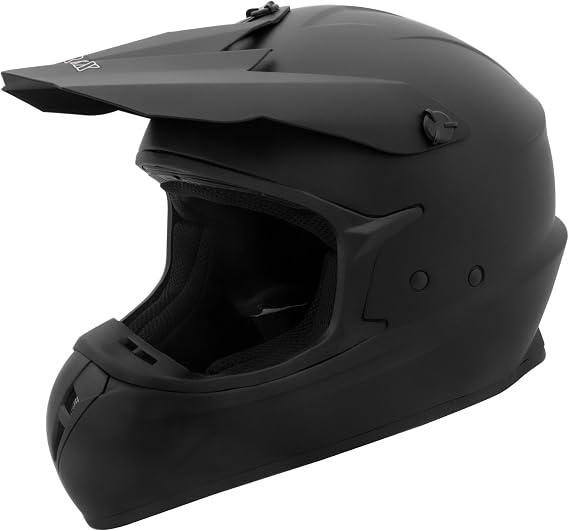 Zorax ZOR-X305 Motocross Helmet - Matt Black M (57-58cm) | Dual Sport Motorbike ECE Approved Dirt Bike MX Crash Helmet