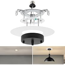 RTNLIT Recessed Light Conversion Kit, 5"-6" Adjustable Can Light Conversion Adapter with E26 Socket, Metal Ceiling Mounting Bracket & 8" Ceiling Plate - 50lbs Load Capacity Pendant Light Canopy Kit