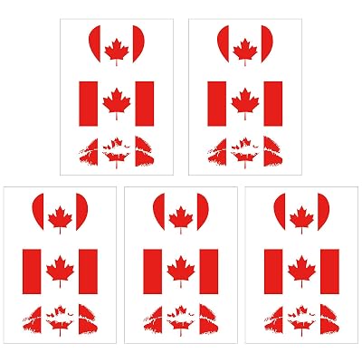 CARGEN National Flag Temporary Tattoos - 5 Sheets 3 Patterns Canada Flag Tattoos for Canadian Football Match World Cup Ball Game Great on Arm Face Shoulder for Kids Adults Party Festival